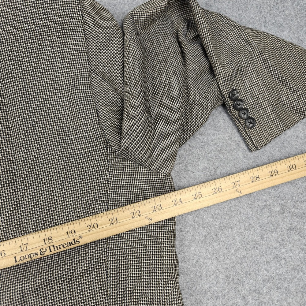 Joseph Abboud Blazer Mens 46S Brown Wool Silk Check Sport Coat Jacket Made USA - Picture 10 of 13